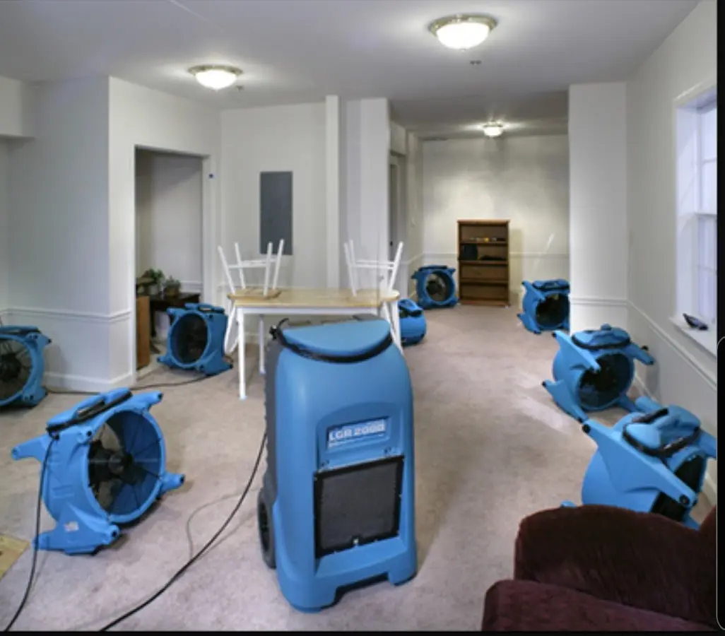 Air movers and dehumidifier setup for Water Extraction & Removal in River Rouge